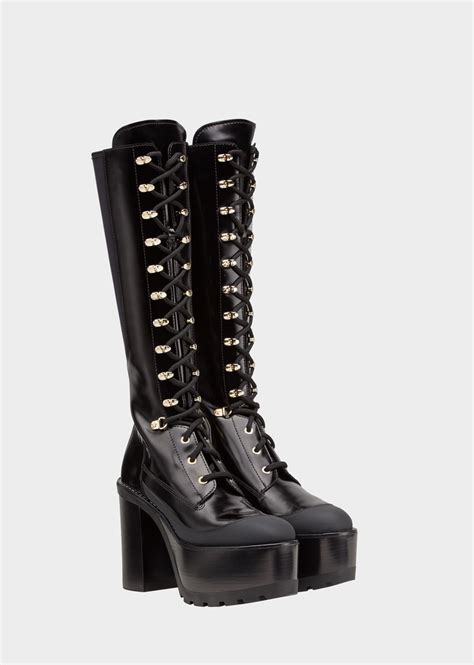 versace lace up high boot modele|Versace lace up boots.